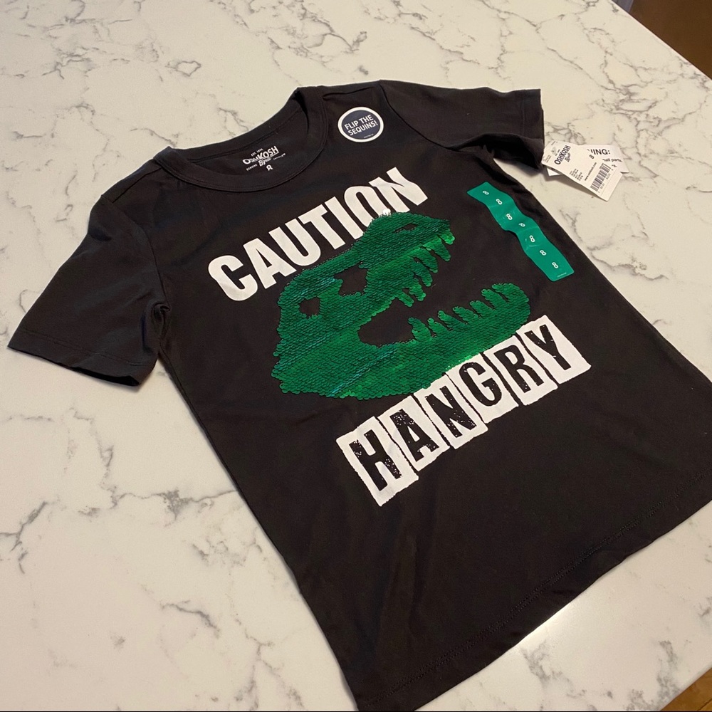 Oshkosh Flip Sequin Dinosaur Tee Short Sleeve - Picture 2 of 11
